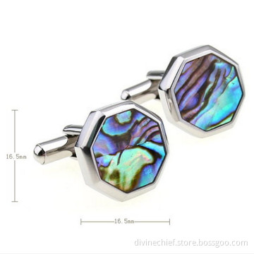 Custom Colorful Shell Cufflinks Stainless Steel Mens Cufflinks